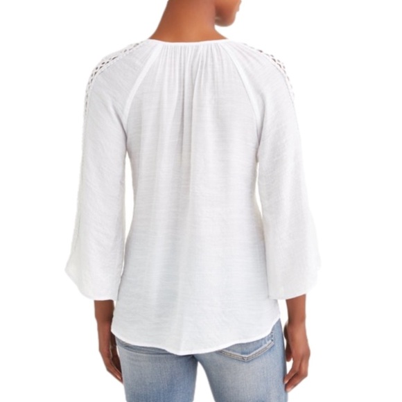 Zac & Rachel White Crochet Short Sleeve Semi Sheer Top Size XL Lightweight - Picture 2 of 8